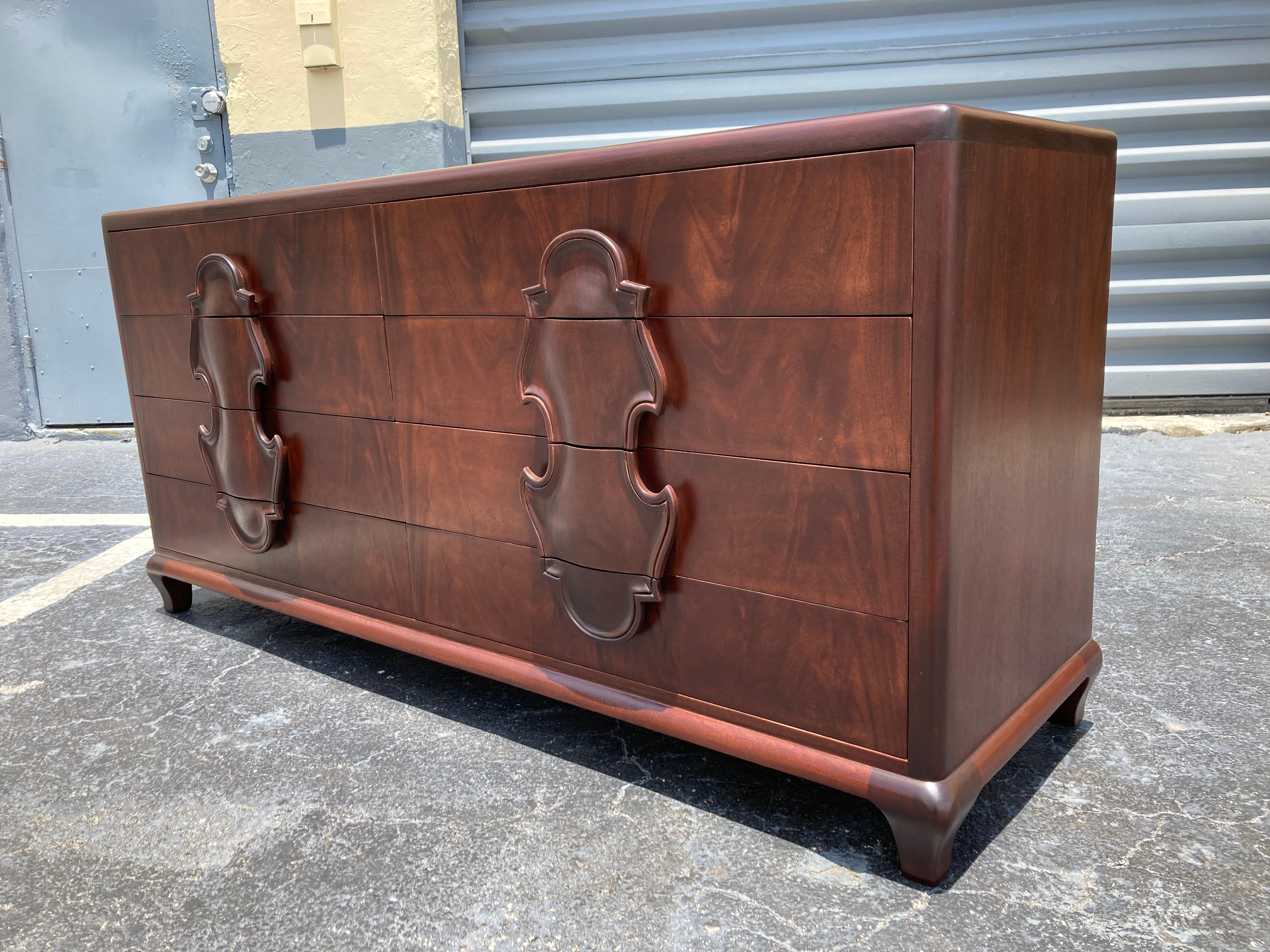 Mid-20th Century Stunning Mahogany Dresser by Johnson Furniture, 1950’s, USA For Sale