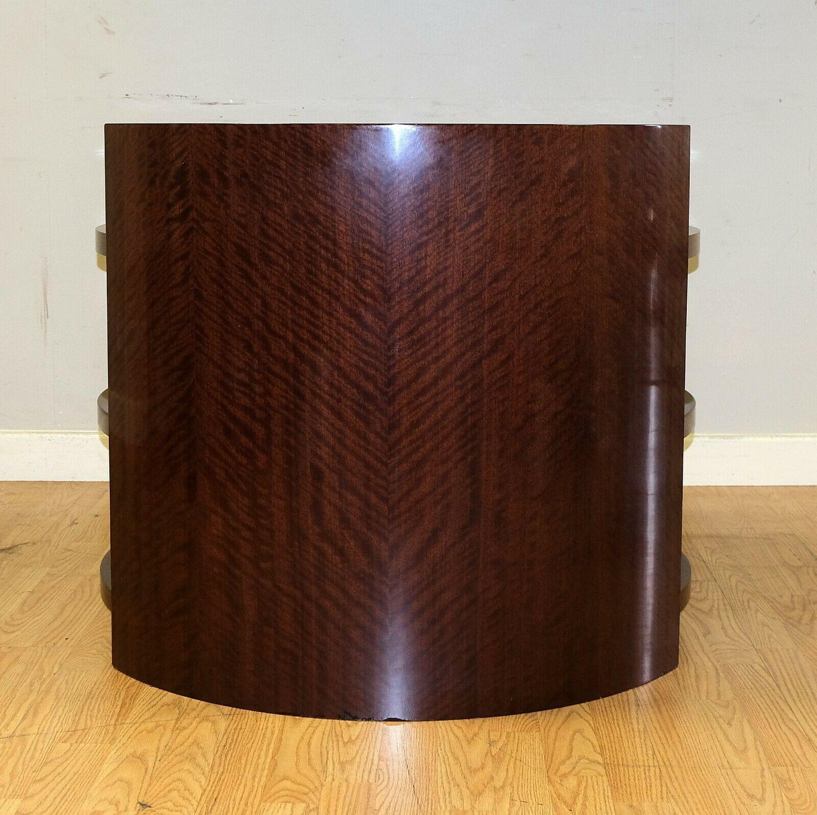 Hand-Crafted Stunning Hardwood Drum Brown Side Table with Two Tier & Metal Central Support
