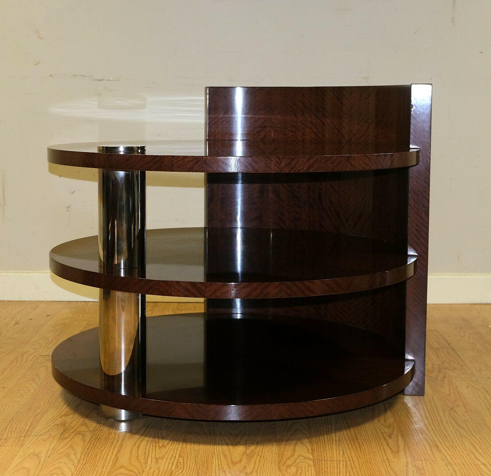 20th Century Stunning Hardwood Drum Brown Side Table with Two Tier & Metal Central Support