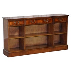 Stunning Mahogany Library Sideboard with Three Long Drawers & Bookcase Shelves