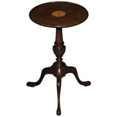 Stunning Hardwood Sheraton Revival Tripod Side End Lamp Wine Table Nice Patina