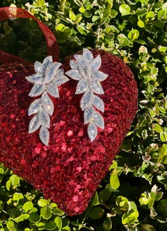 Stunning Majestic Pair of Leafing Motif 14.11 Carat Diamond Dangling Earrings