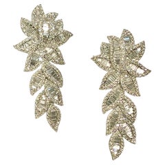 Stunning Majestic Pair of Leafing Motif 14.11 Carat Diamond Dangling Earrings