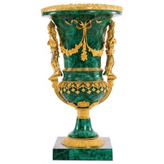 Atemberaubende Vase aus Malachit und Messing