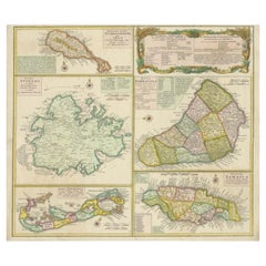 Splendida mappa delle isole caraibiche, tra cui Giamaica, Bermuda, Barbados e St. Kitts