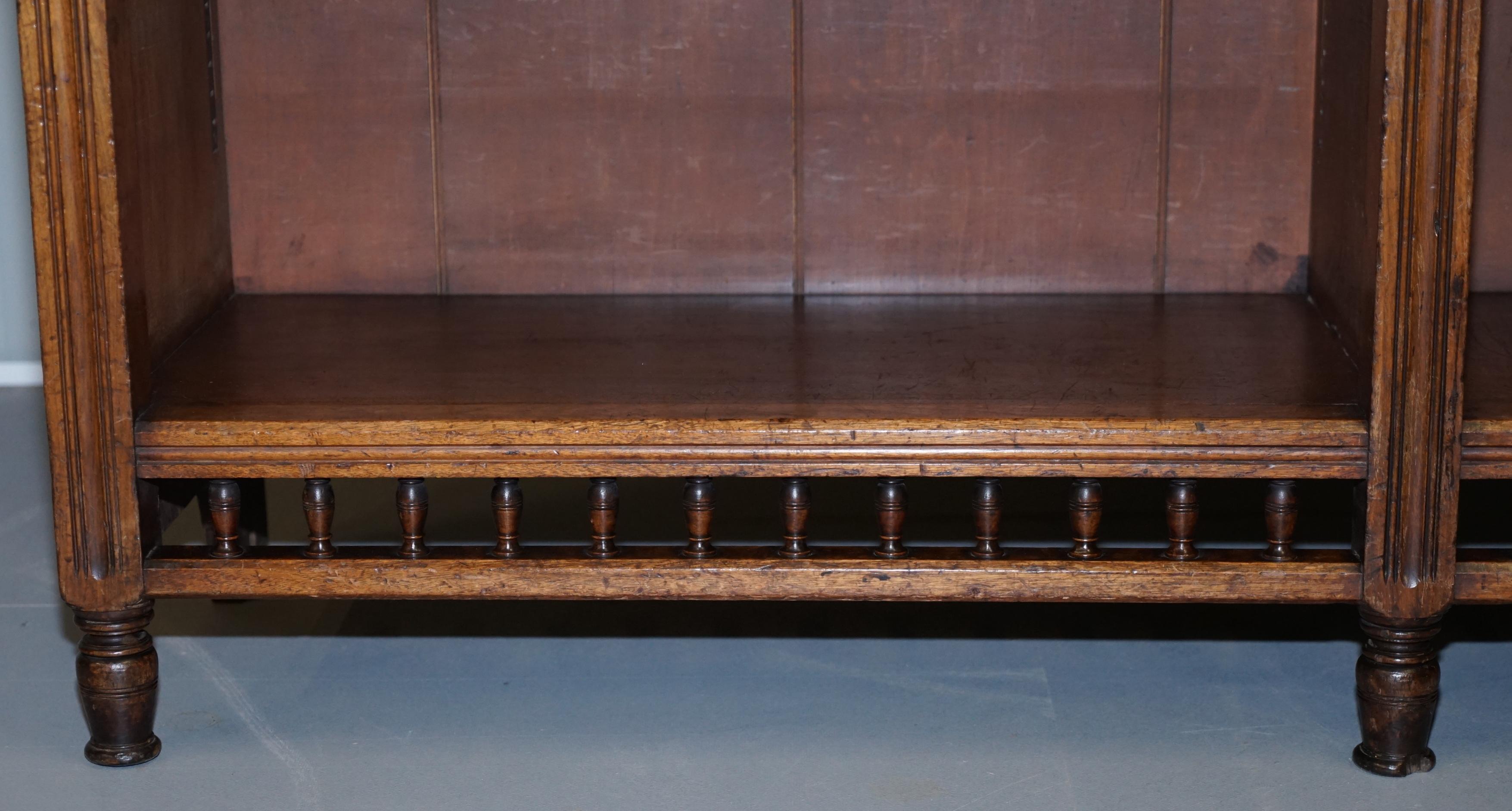 Stunning Maple & Co Oak Victorian Library Bookcase with Drawers Stamped Serial N 5