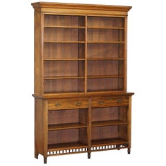 Vintage Stunning Maple & Co Oak Victorian Library Bookcase with Drawers Stamped Serial N