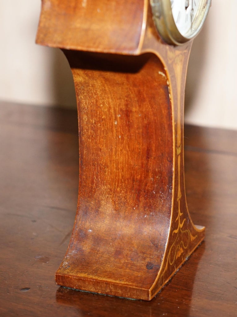 Stunning Maple & Co Paris Art Nouveau Hardwood Marquetry Inlaid Mantle Clock For Sale 7