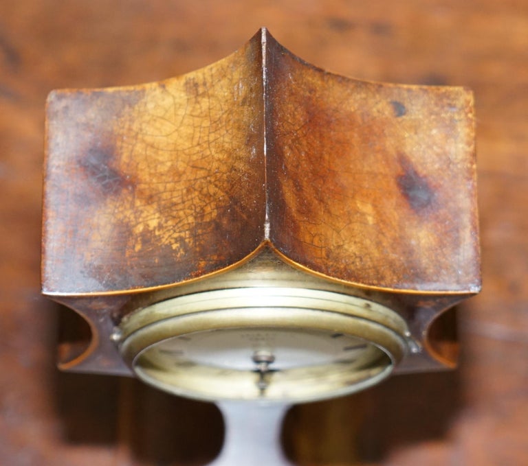 Stunning Maple & Co Paris Art Nouveau Hardwood Marquetry Inlaid Mantle Clock For Sale 3