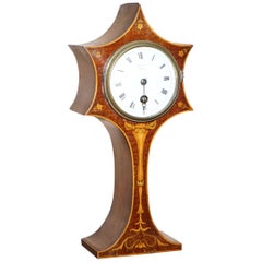 Antique Stunning Maple & Co Paris Art Nouveau Hardwood Marquetry Inlaid Mantle Clock