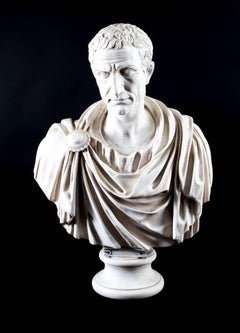 Stunning Marble Bust of Lucius Junius Brutus on Pedestal