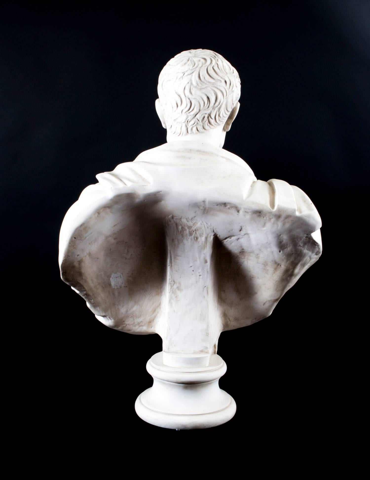 Late 20th Century Stunning Marble Bust of Lucius Junius Brutus on Pedestal