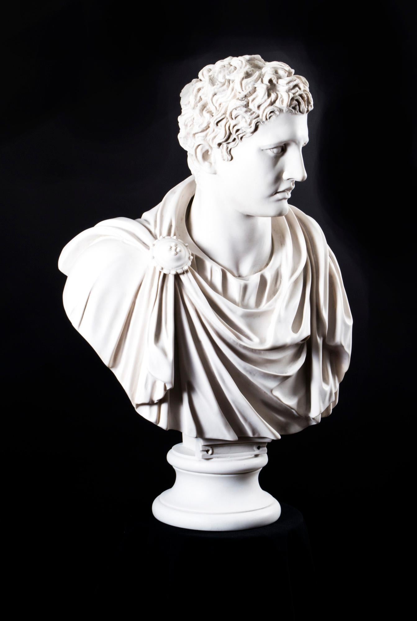 A beautifully sculpted marble bust of the famous Roman politician and general Marc Antony.

The attention to detail throughout the piece is second to none and the figure is extremely lifelike.

This high quality bust is made from marble dust or