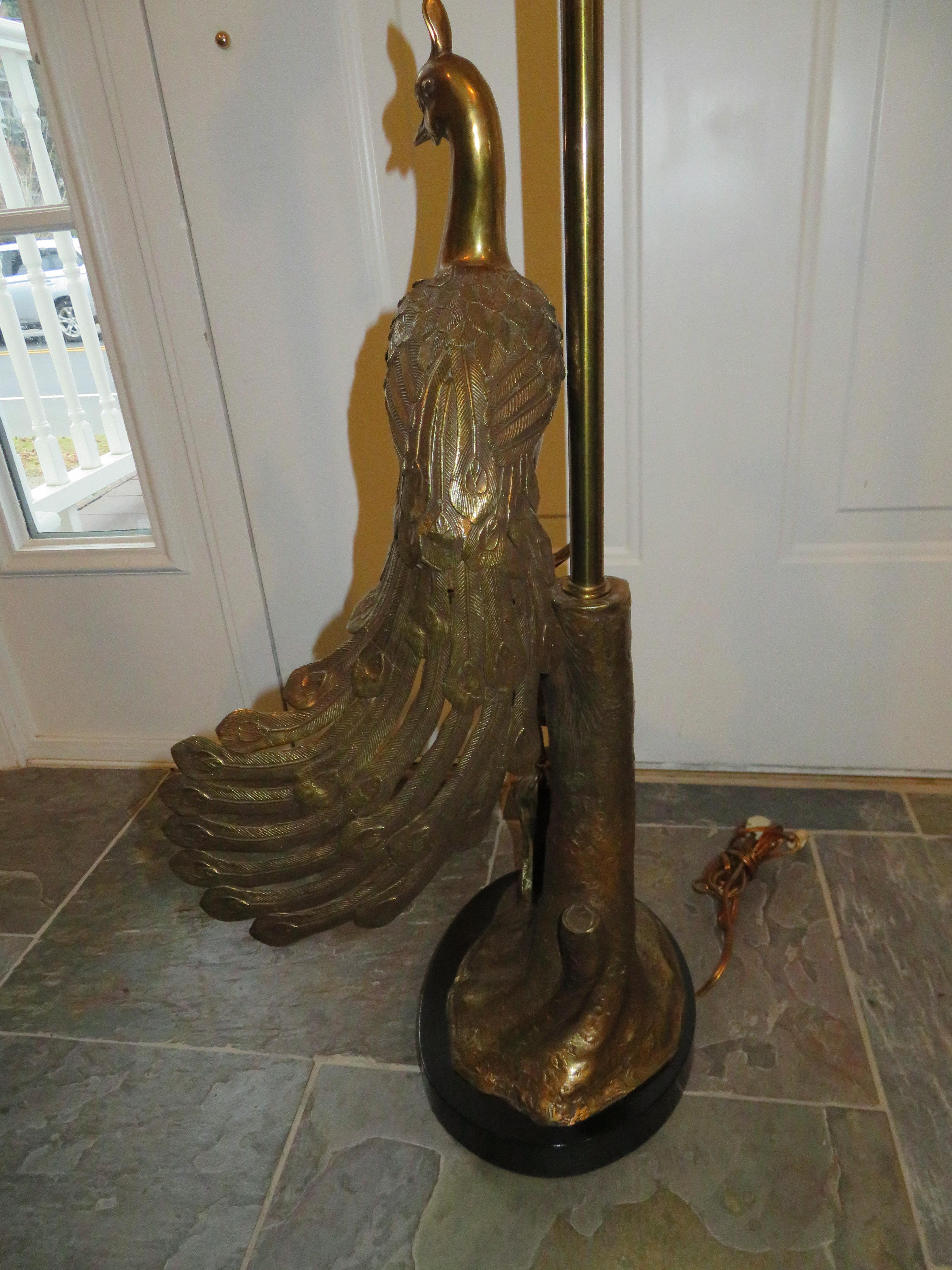 Stunning Marbro Brass Peacock Form Table Lamp Mid-Century Modern For Sale 3