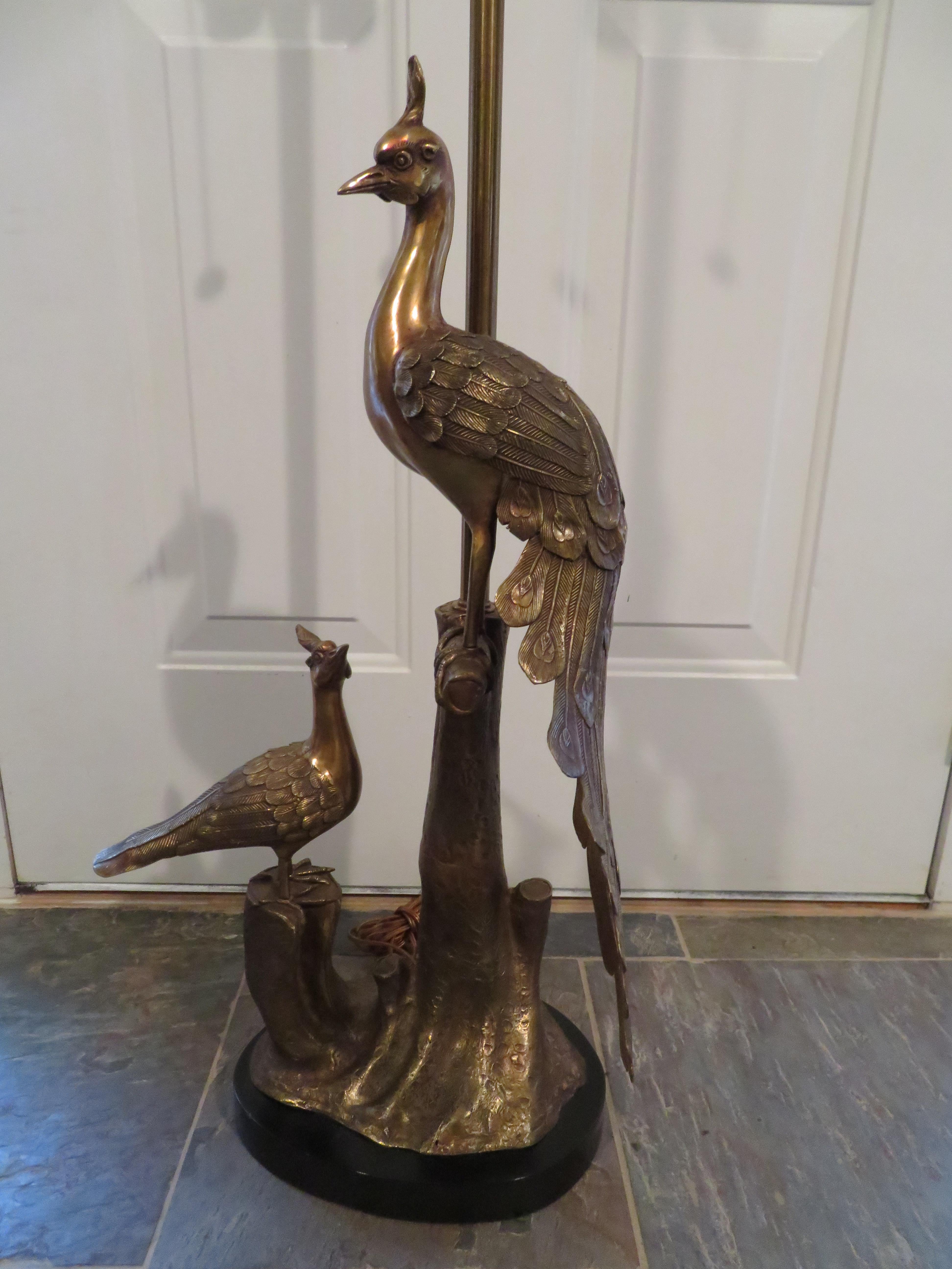 Stunning Marbro Brass Peacock Form Table Lamp Mid-Century Modern For Sale 8