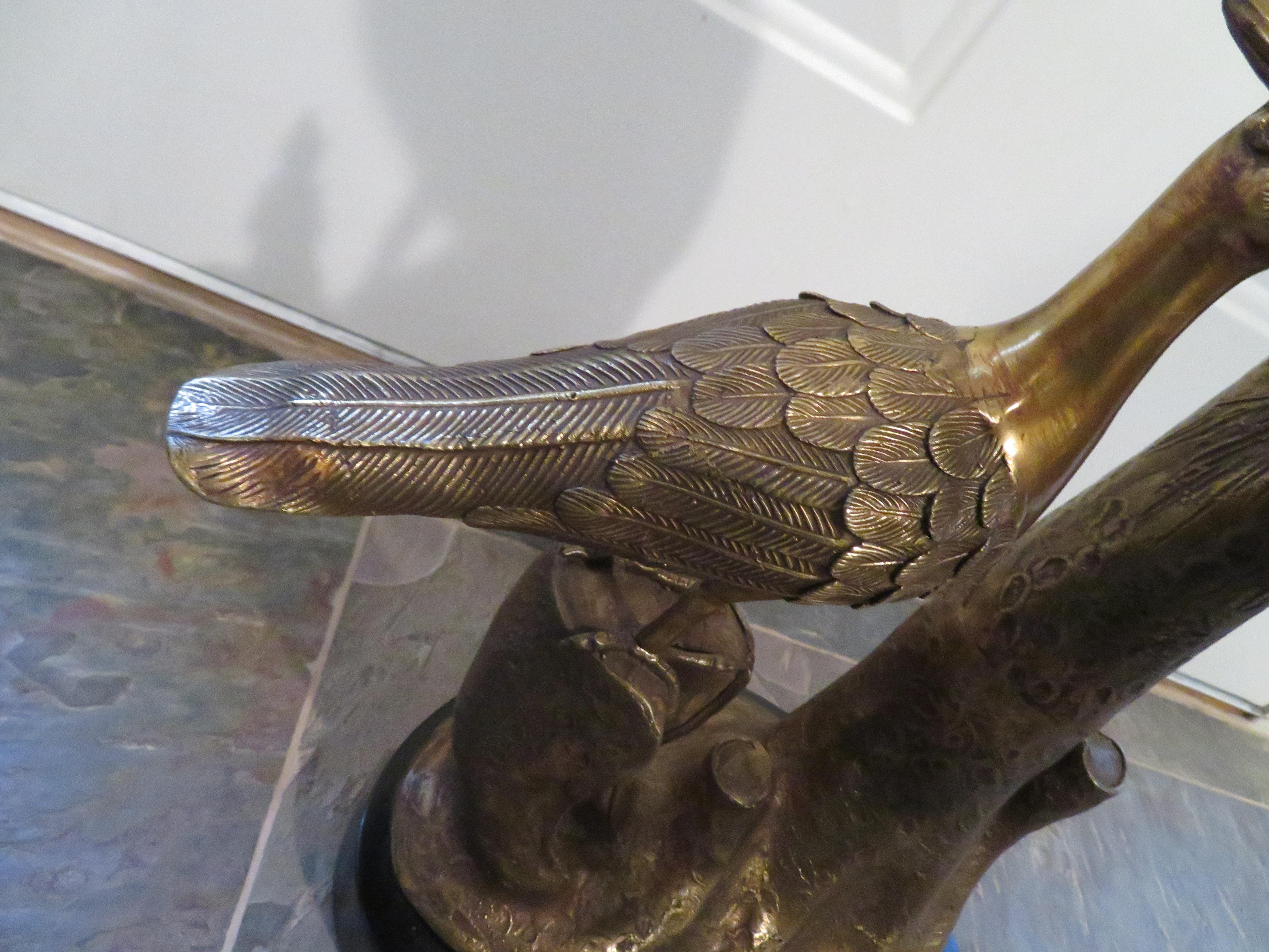 Stunning Marbro Brass Peacock Form Table Lamp Mid-Century Modern In Good Condition For Sale In Pemberton, NJ