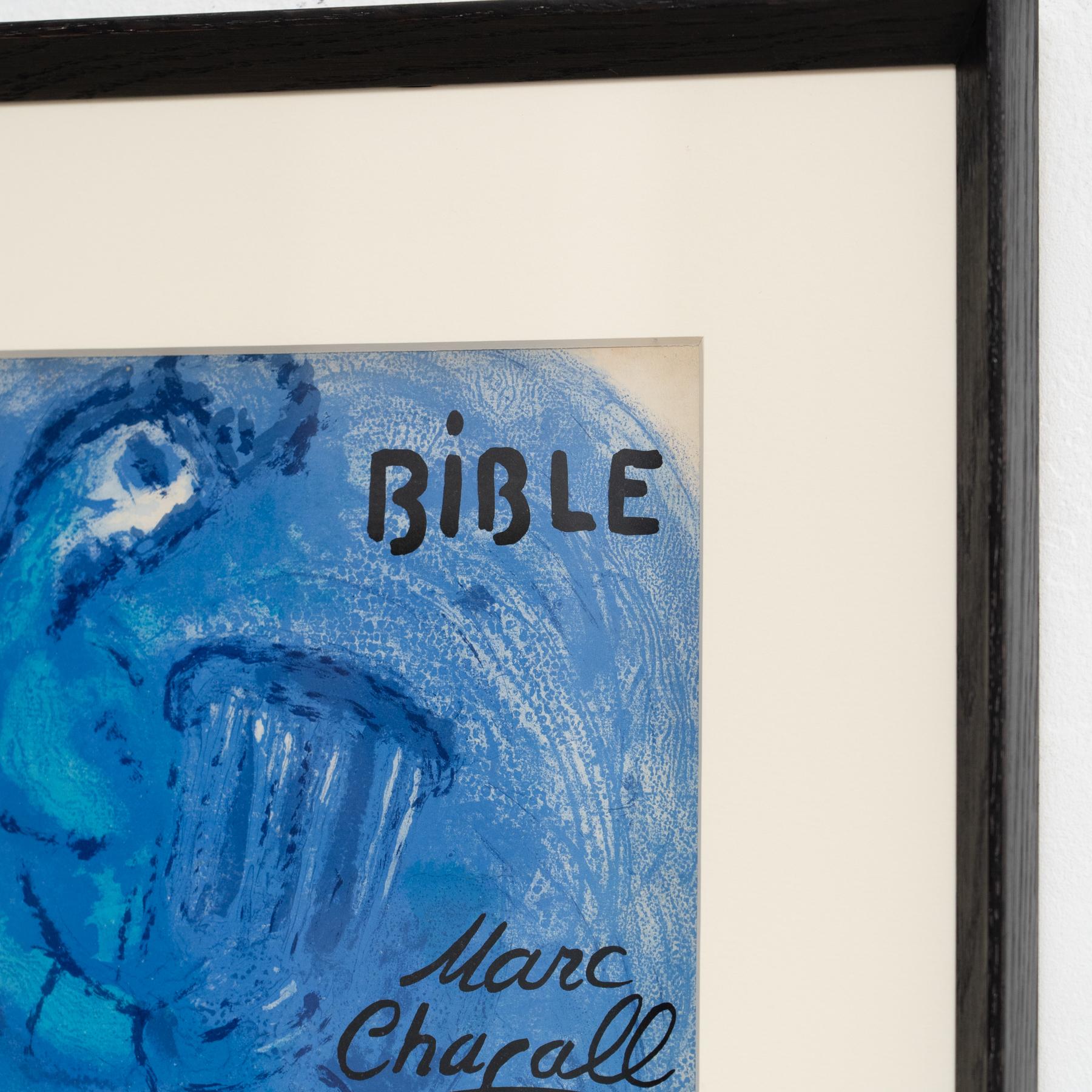 Impresionante litografía en tonos azules de Marc Chagall, enmarcada, 1956 para Verve mediados del siglo XX en venta