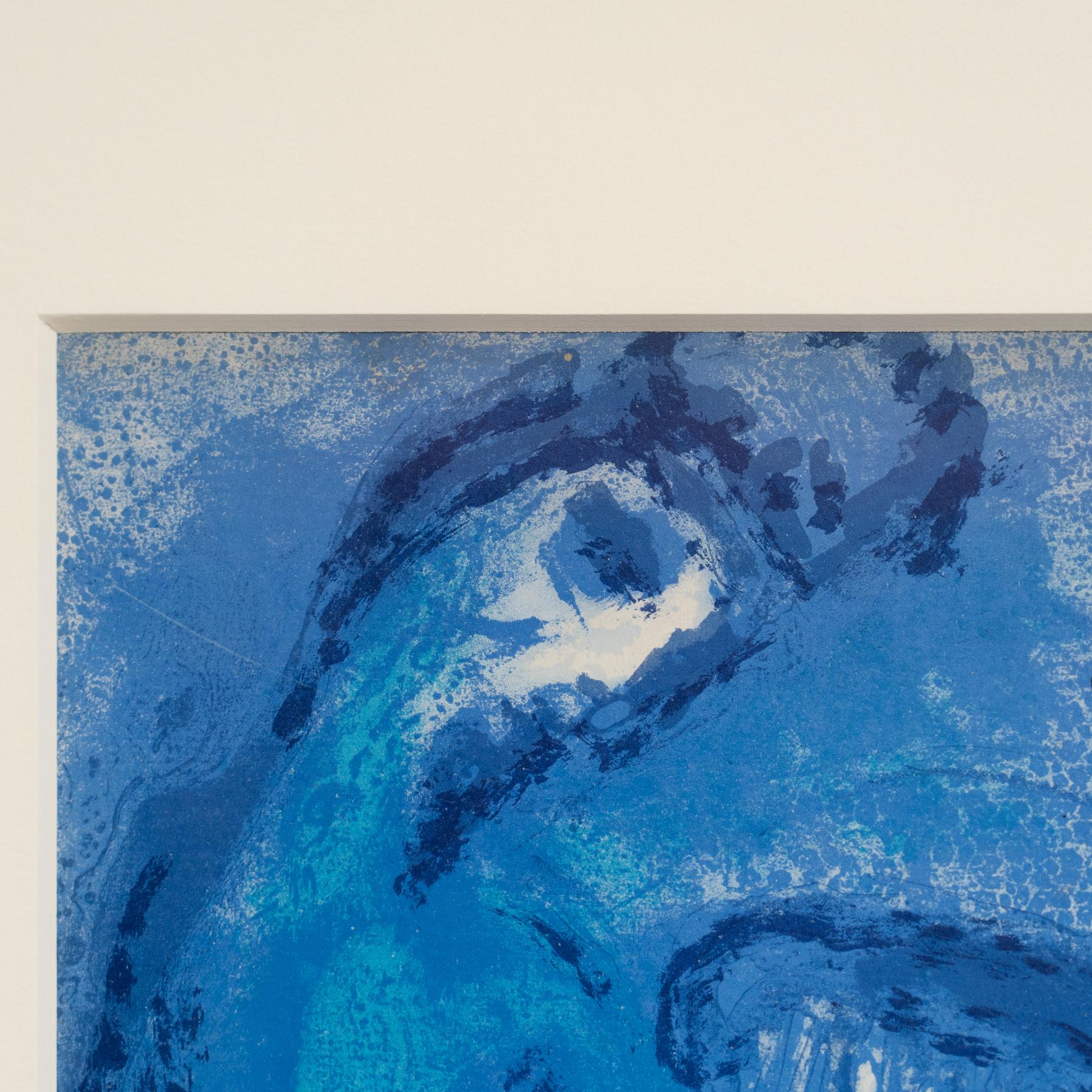 Impresionante litografía en tonos azules de Marc Chagall, enmarcada, 1956 para Verve en venta 2