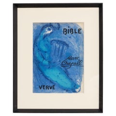 Atemberaubende Marc Chagall Blautöne Lithografie in Blautönen, gerahmt, 1956 für Verve