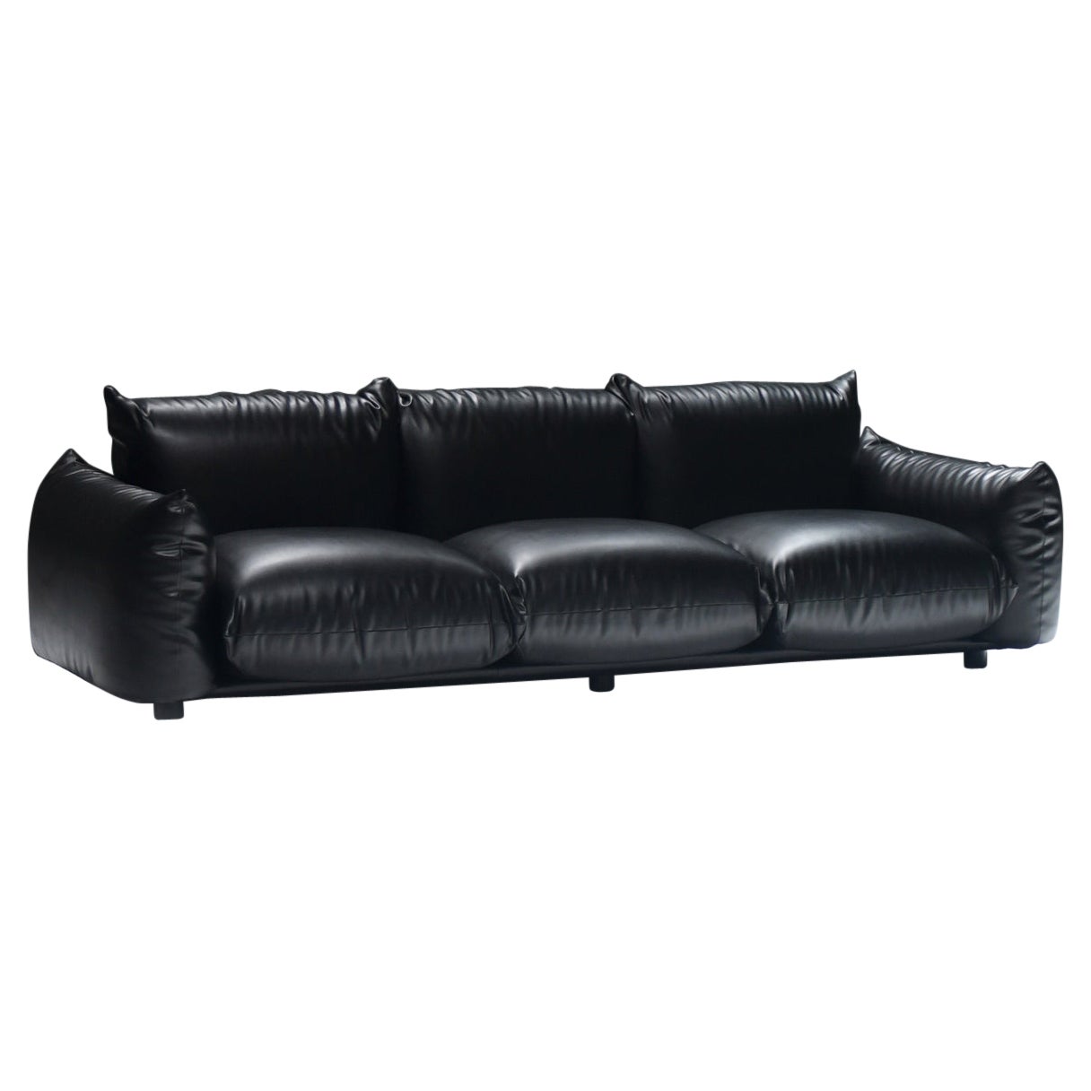 Stunning Marenco 255 sofa in original black leather by Mario Marenco for Arflex