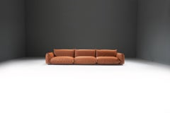Stunning Marenco XL cognac leather sofa by Mario Marenco for Arflex Italy