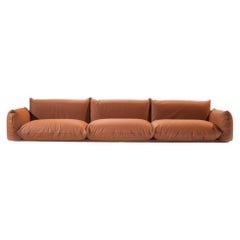 Stunning Marenco XL cognac leather sofa by Mario Marenco for Arflex Italy