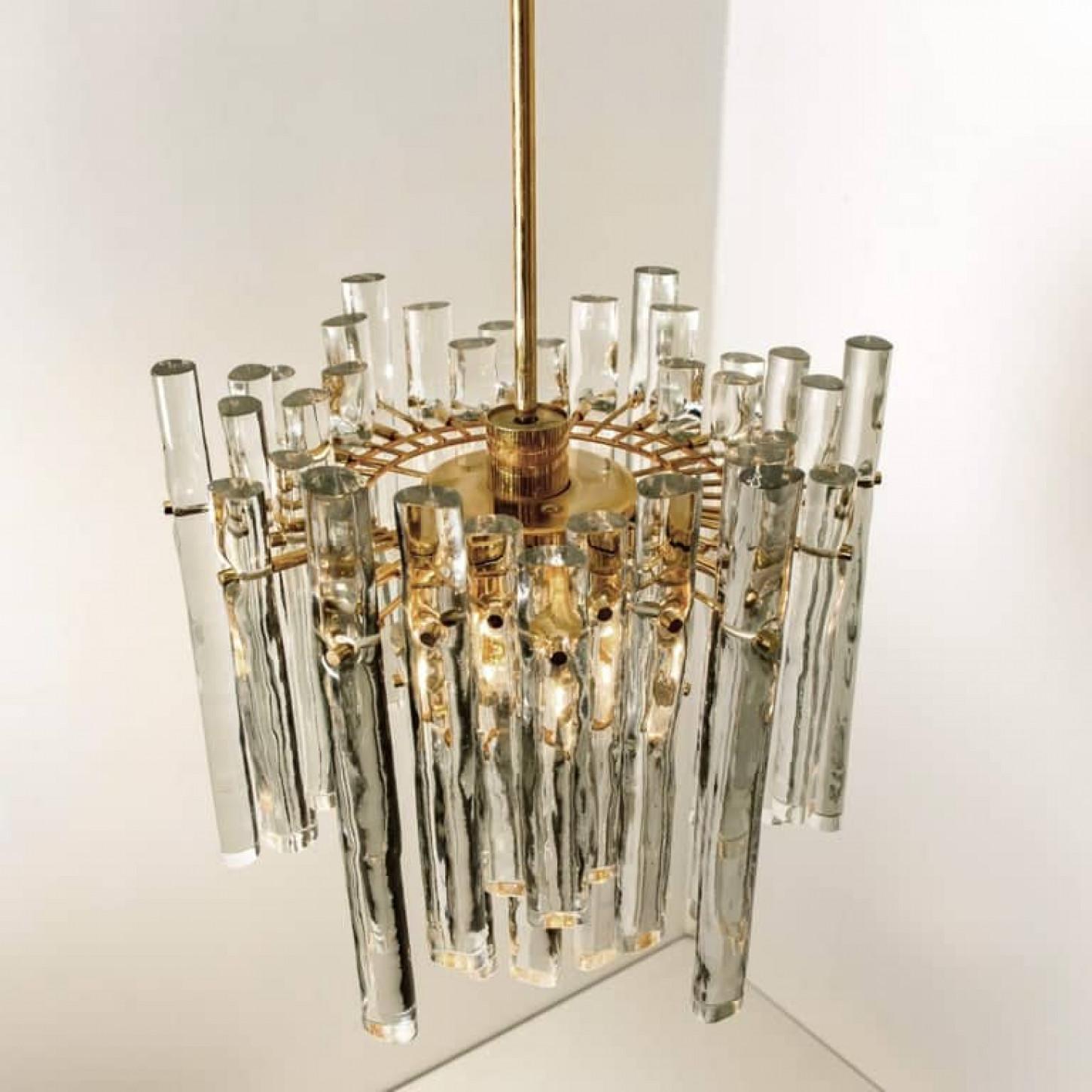 Stunning Marked Crystal and Gilt Metal Chandelier, Kinkeldey, Germany, 1970 For Sale 5