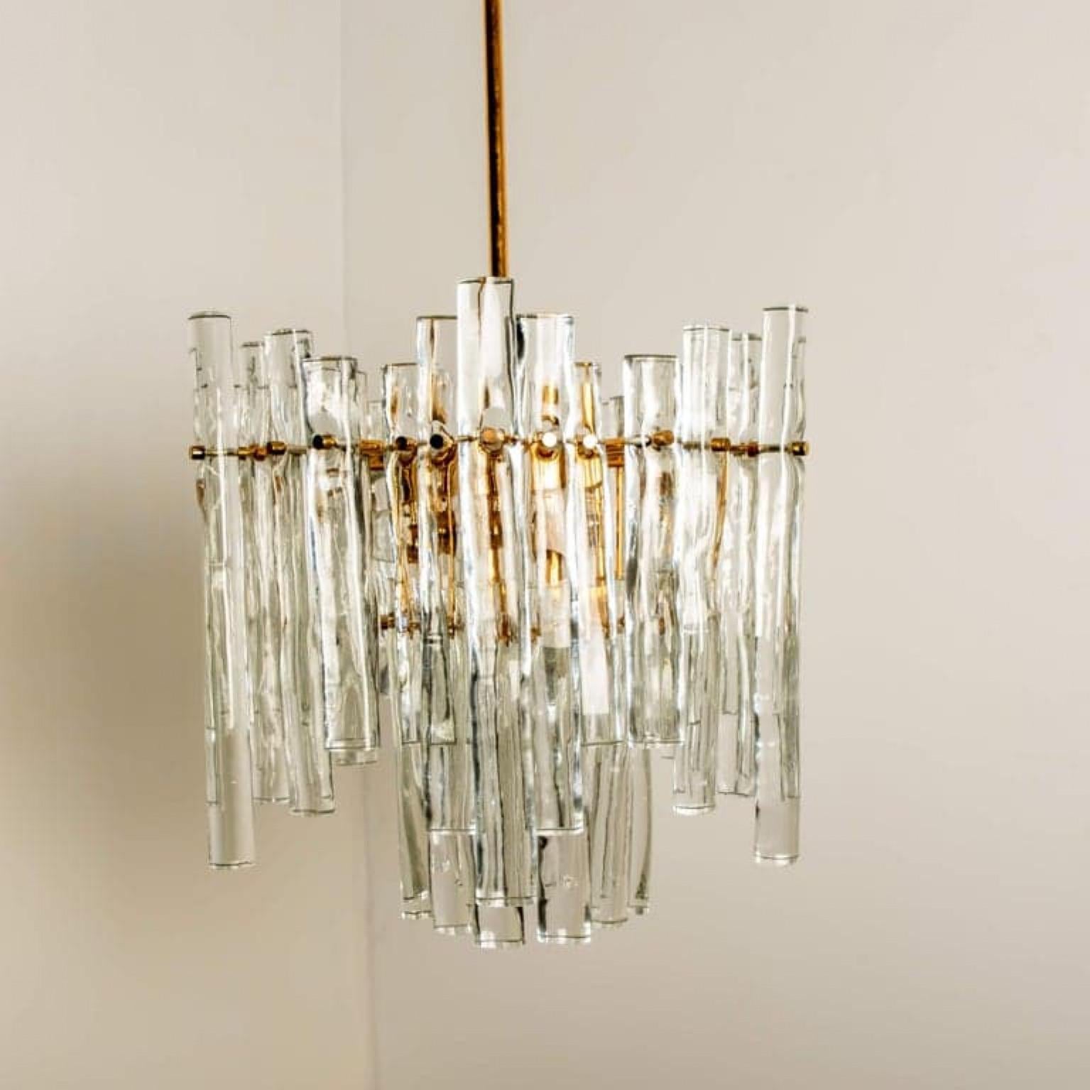 Stunning Marked Crystal and Gilt Metal Chandelier, Kinkeldey, Germany, 1970 For Sale 9