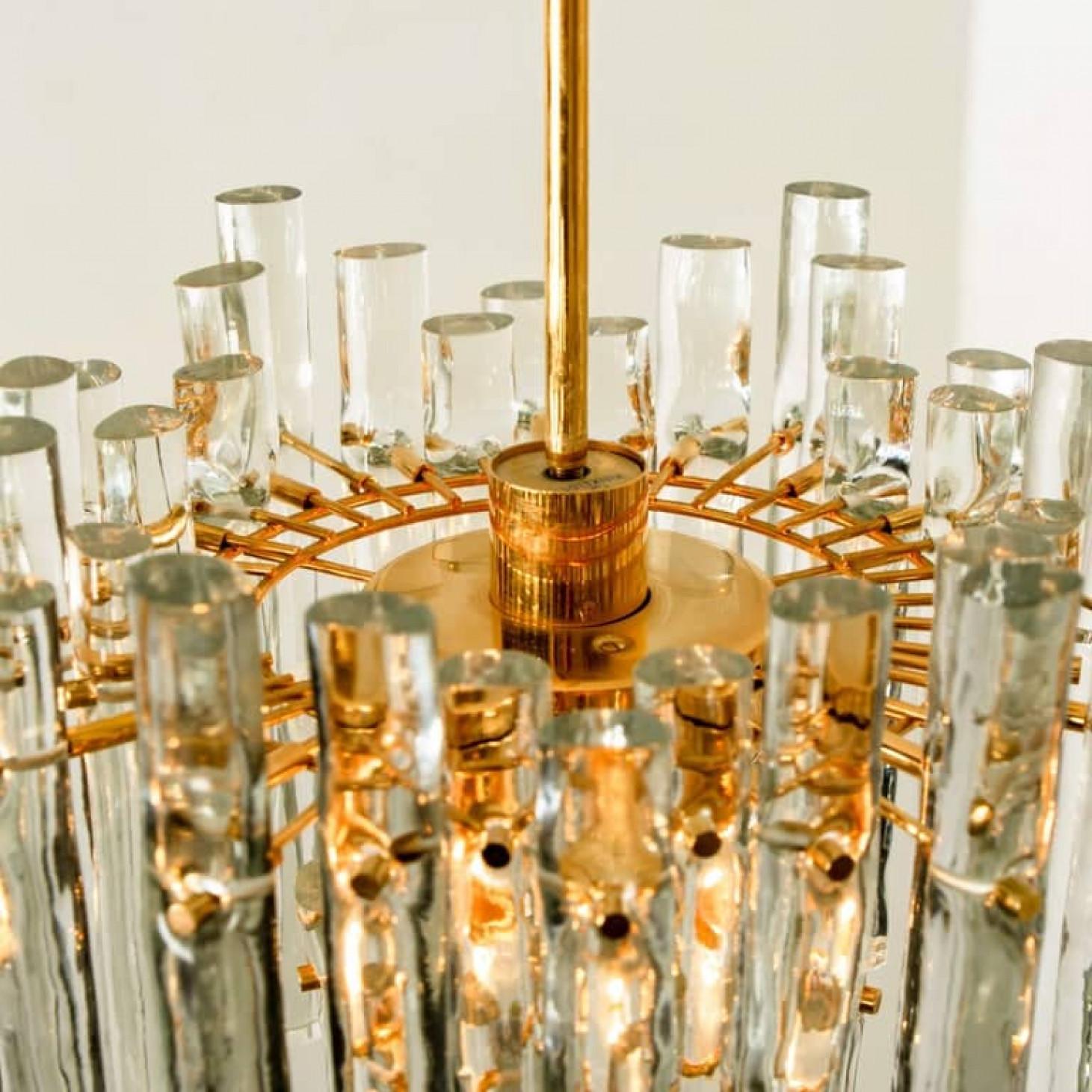 Stunning Marked Crystal and Gilt Metal Chandelier, Kinkeldey, Germany, 1970 For Sale 11