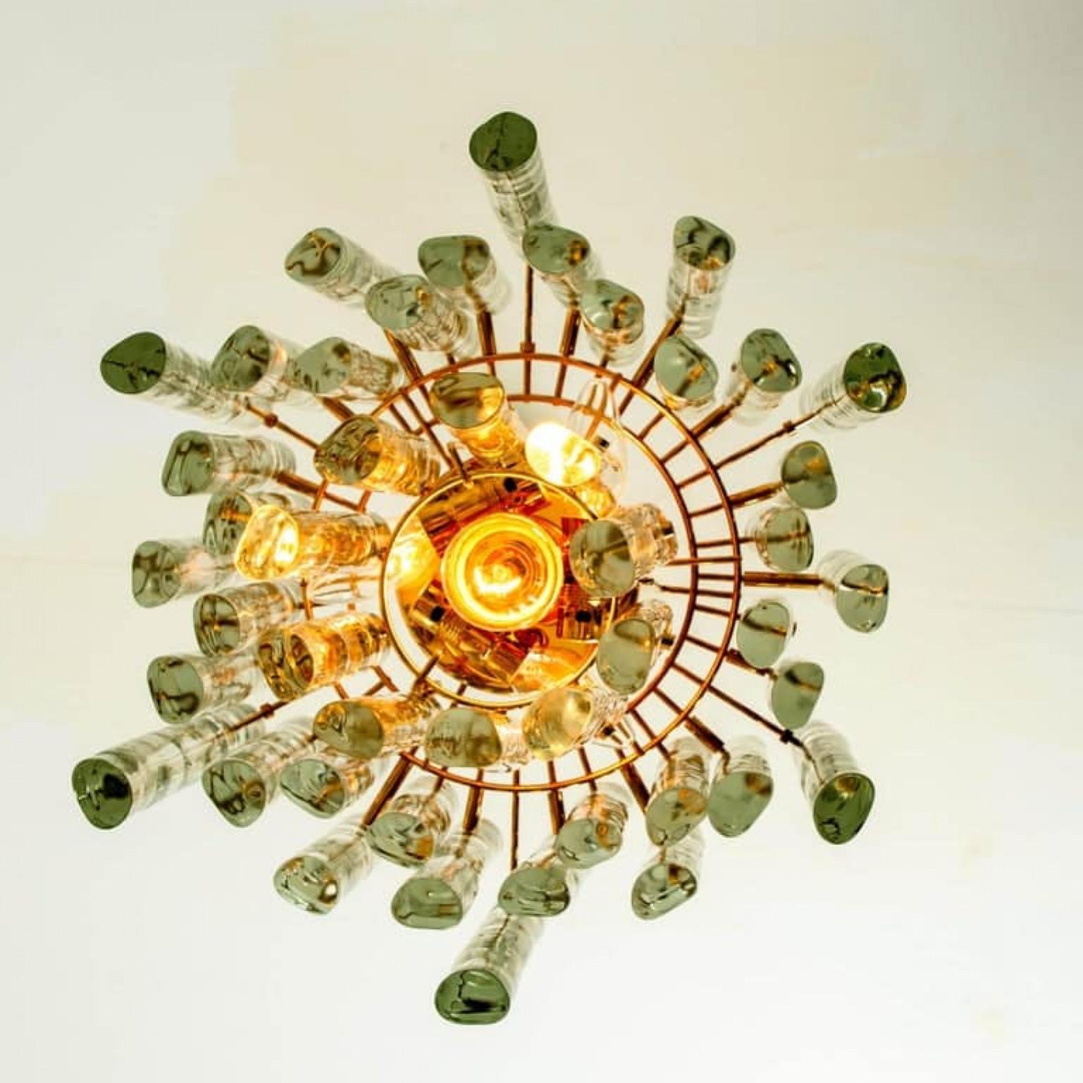 Stunning Marked Crystal and Gilt Metal Chandelier, Kinkeldey, Germany, 1970 For Sale 1