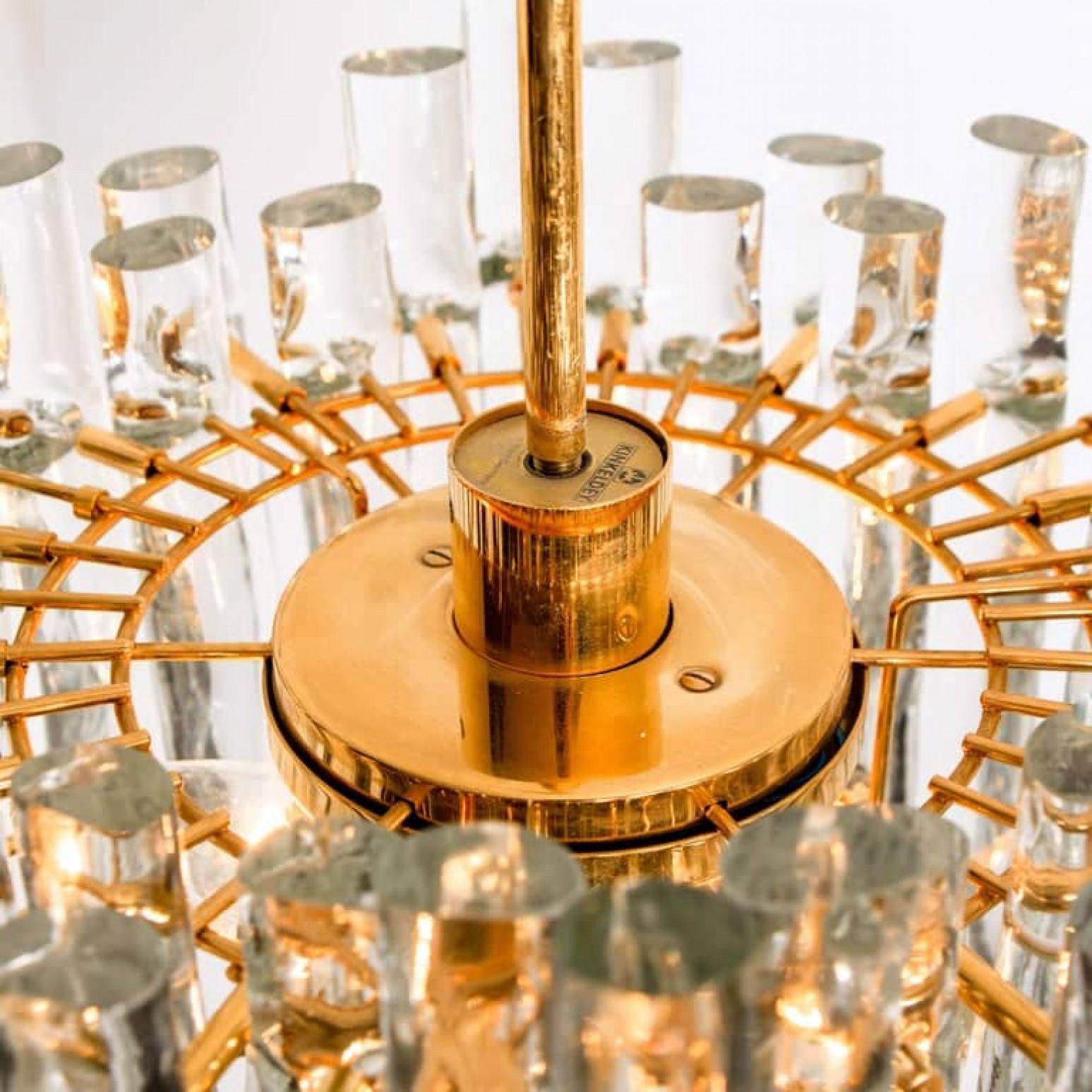 Stunning Marked Crystal and Gilt Metal Chandelier, Kinkeldey, Germany, 1970 For Sale 2