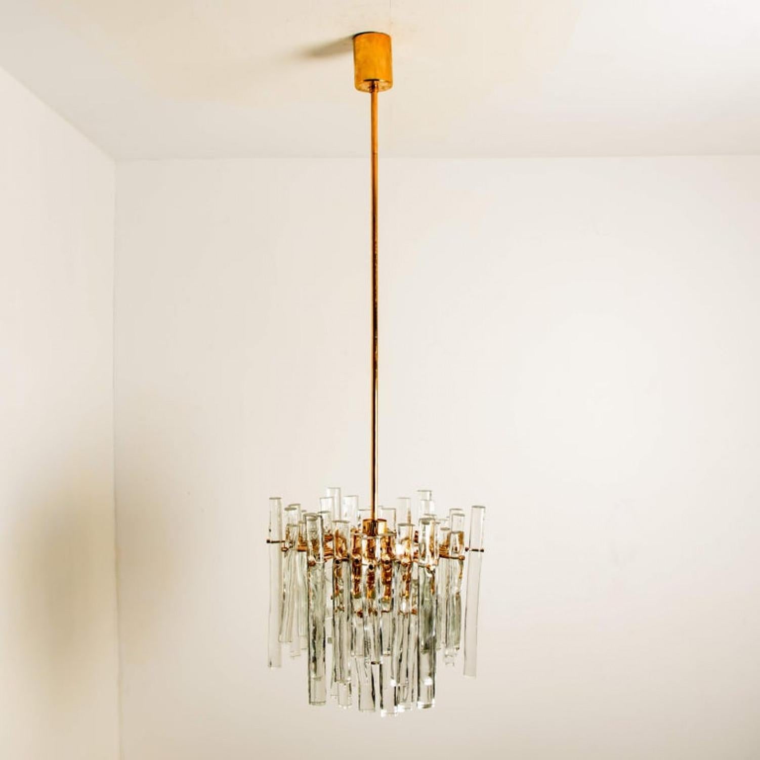 Stunning Marked Crystal and Gilt Metal Chandelier, Kinkeldey, Germany, 1970 For Sale 4