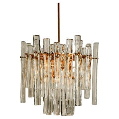 Stunning Marked Crystal and Gilt Metal Chandelier, Kinkeldey, Germany, 1970