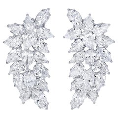 Stunning Marquise and Pear Cut Diamond Earrings 9 Carats 18K White Gold