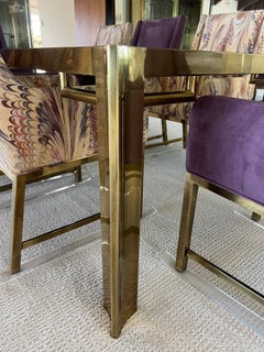 Stunning Mastercraft Brass Dining Set, 8 chairs, one leaf. 1970s