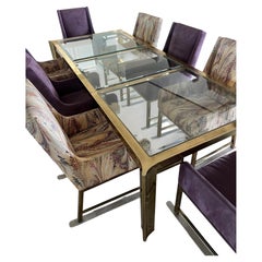 Stunning Mastercraft Brass Dining Set, 8 chairs, one leaf. 1970s