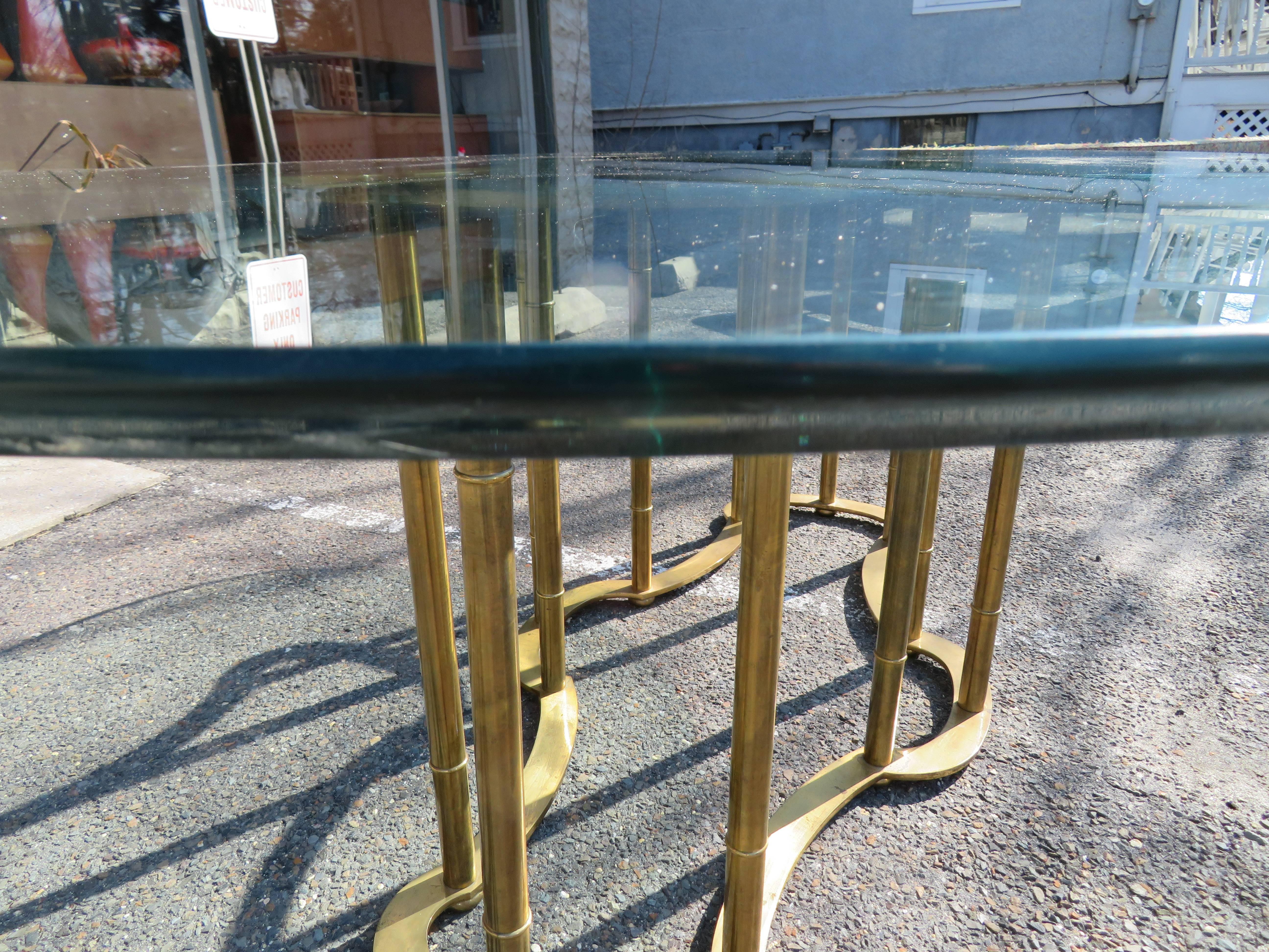 Late 20th Century Stunning Mastercraft Brass Racetrack Dining Table Hollywood Regency For Sale