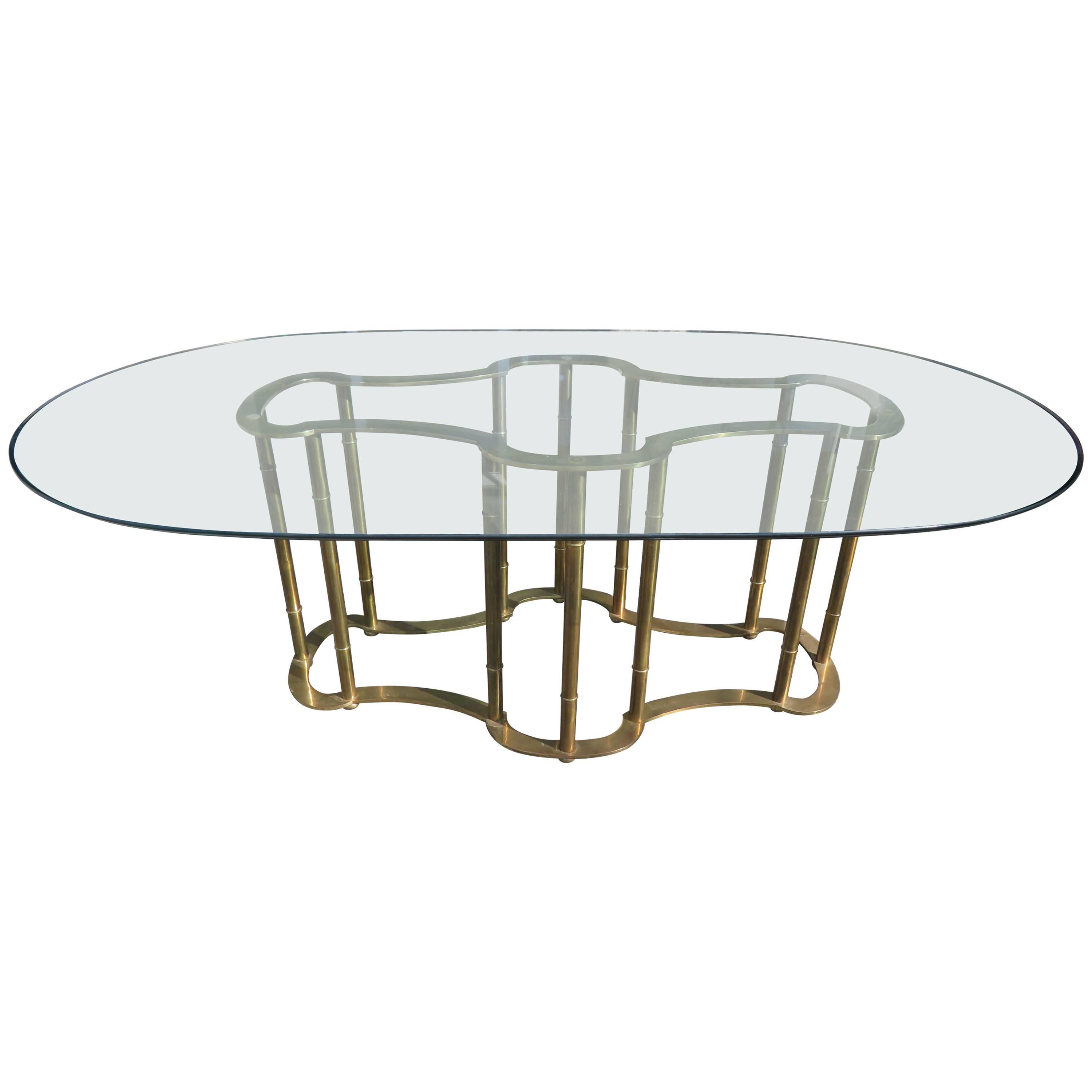 Stunning Mastercraft Brass Racetrack Dining Table Hollywood Regency