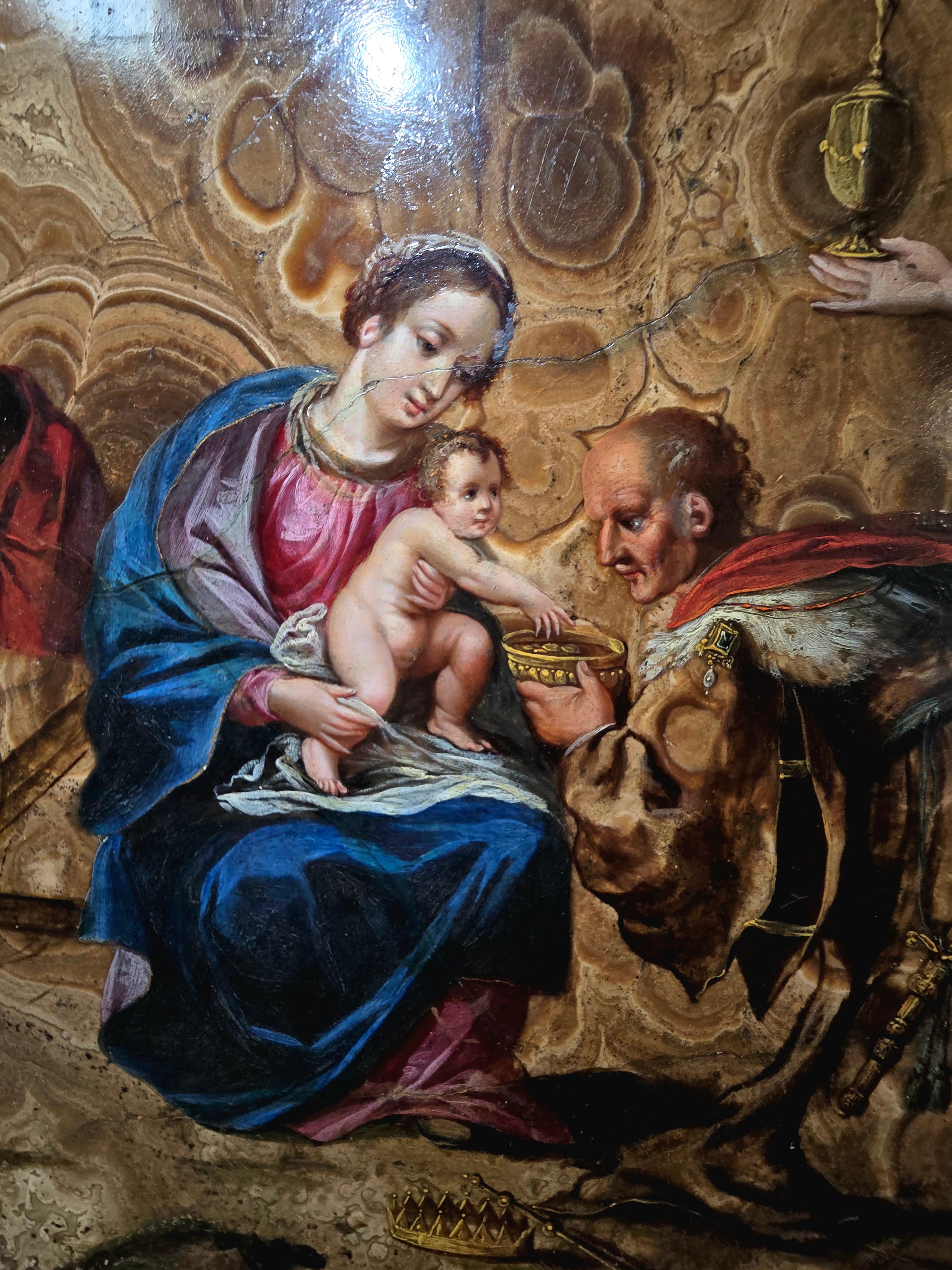 Superbe chef-d'œuvre : « Adoration des mages » - une pierre rare sur l'albâtre de Cotognino en vente 5