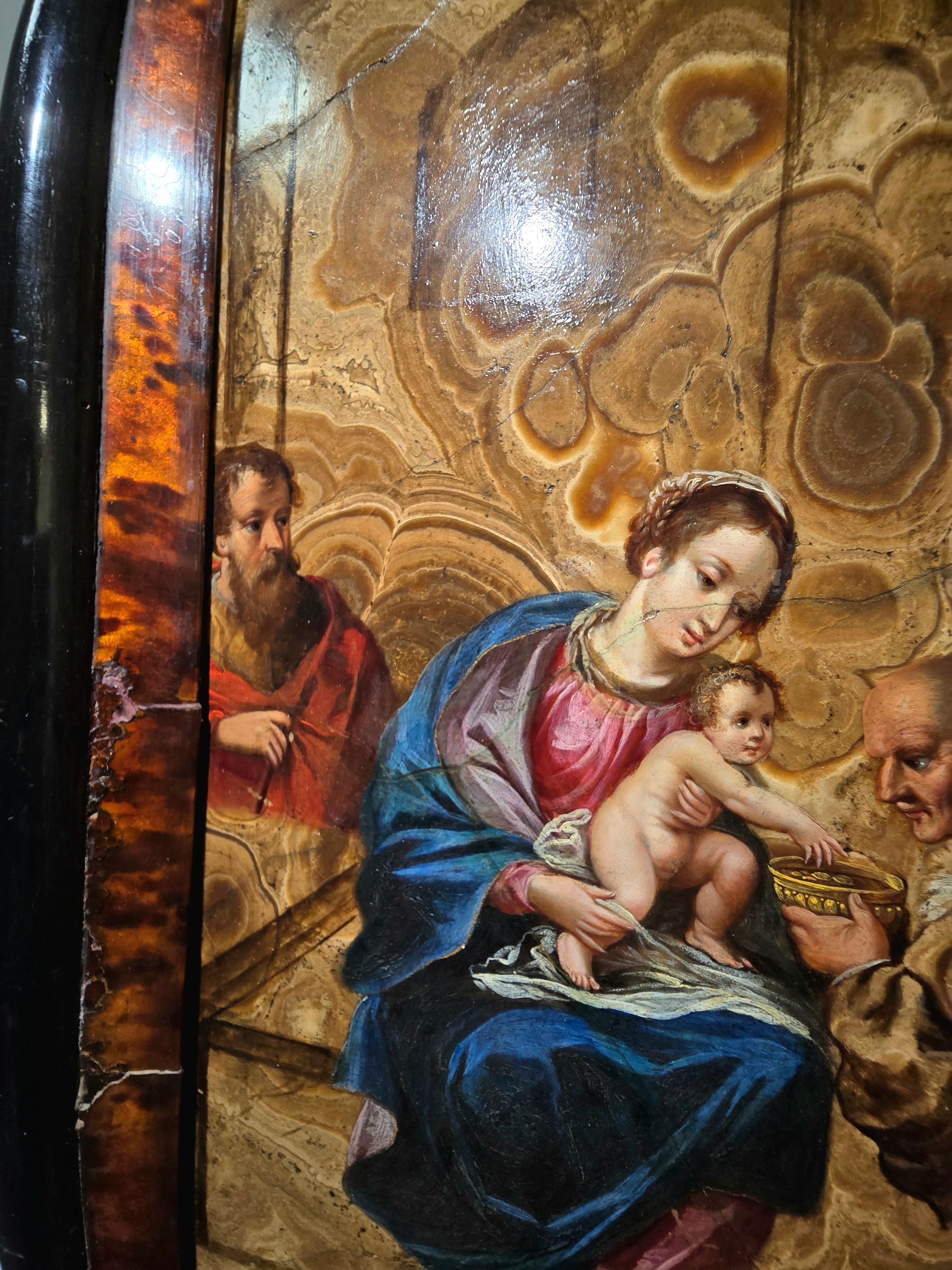 Superbe chef-d'œuvre : « Adoration des mages » - une pierre rare sur l'albâtre de Cotognino en vente 6