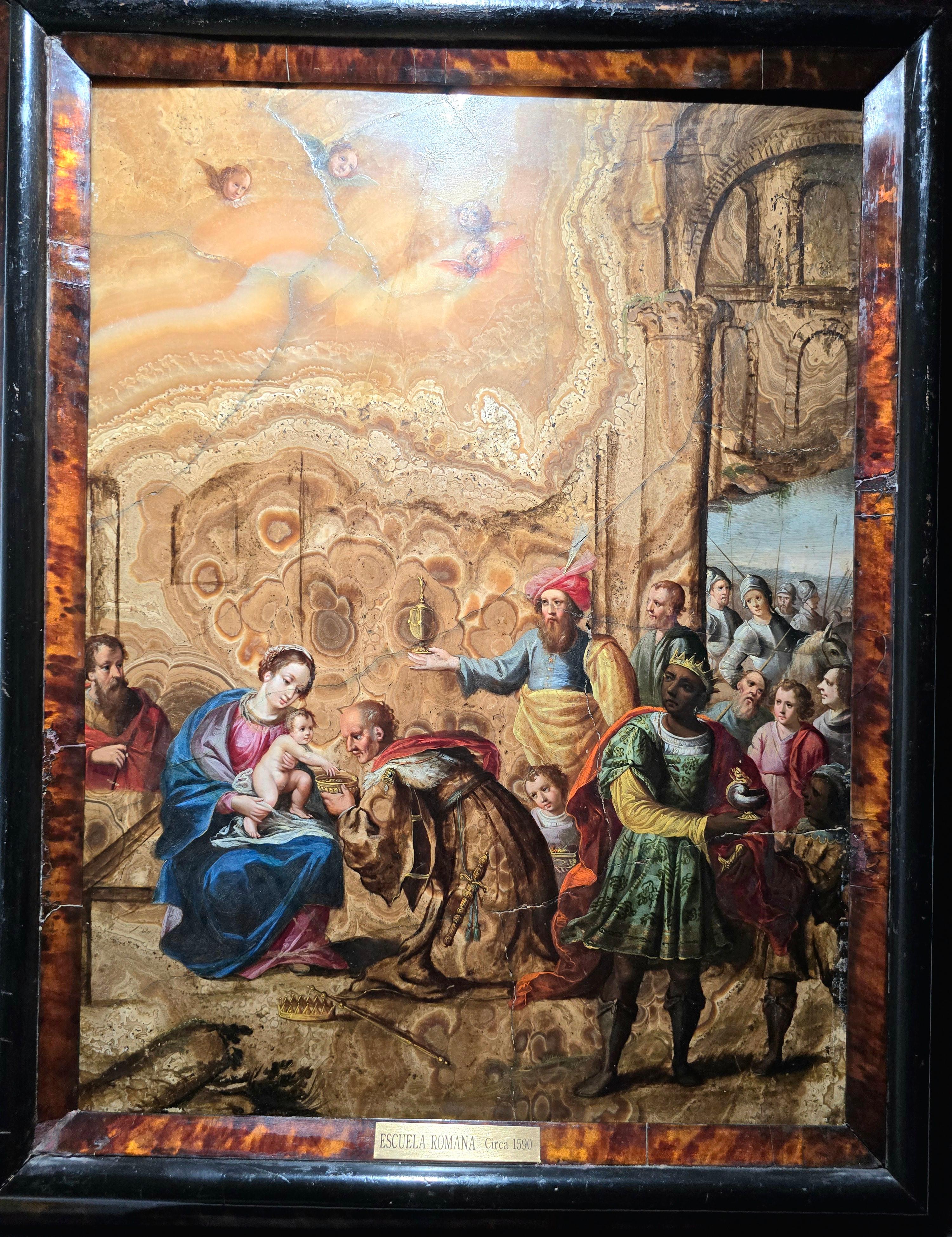 Superbe chef-d'œuvre : « Adoration des mages » - une pierre rare sur l'albâtre de Cotognino en vente 14