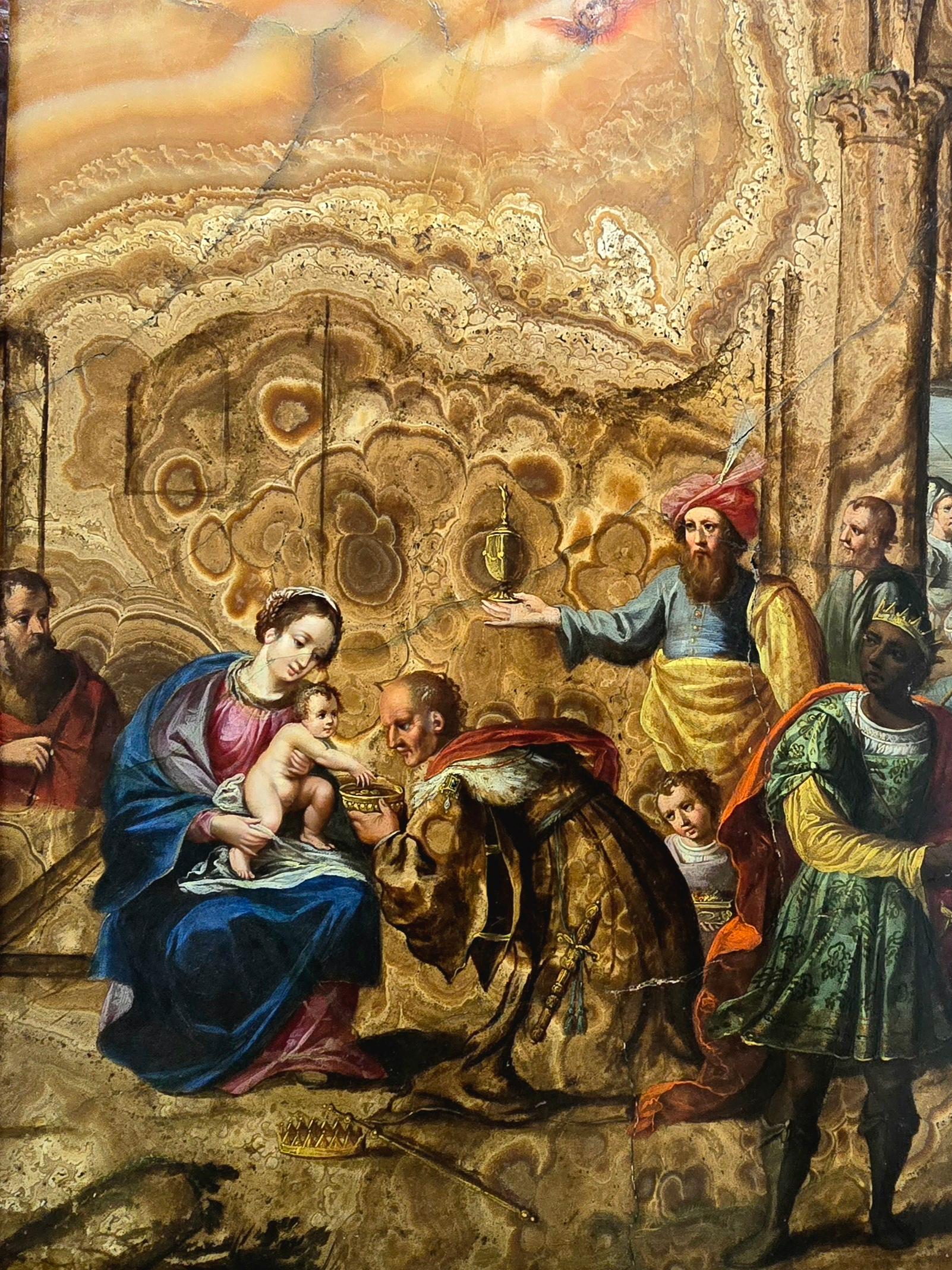 Superbe chef-d'œuvre : « Adoration des mages » - une pierre rare sur l'albâtre de Cotognino Bon état - En vente à Madrid, ES