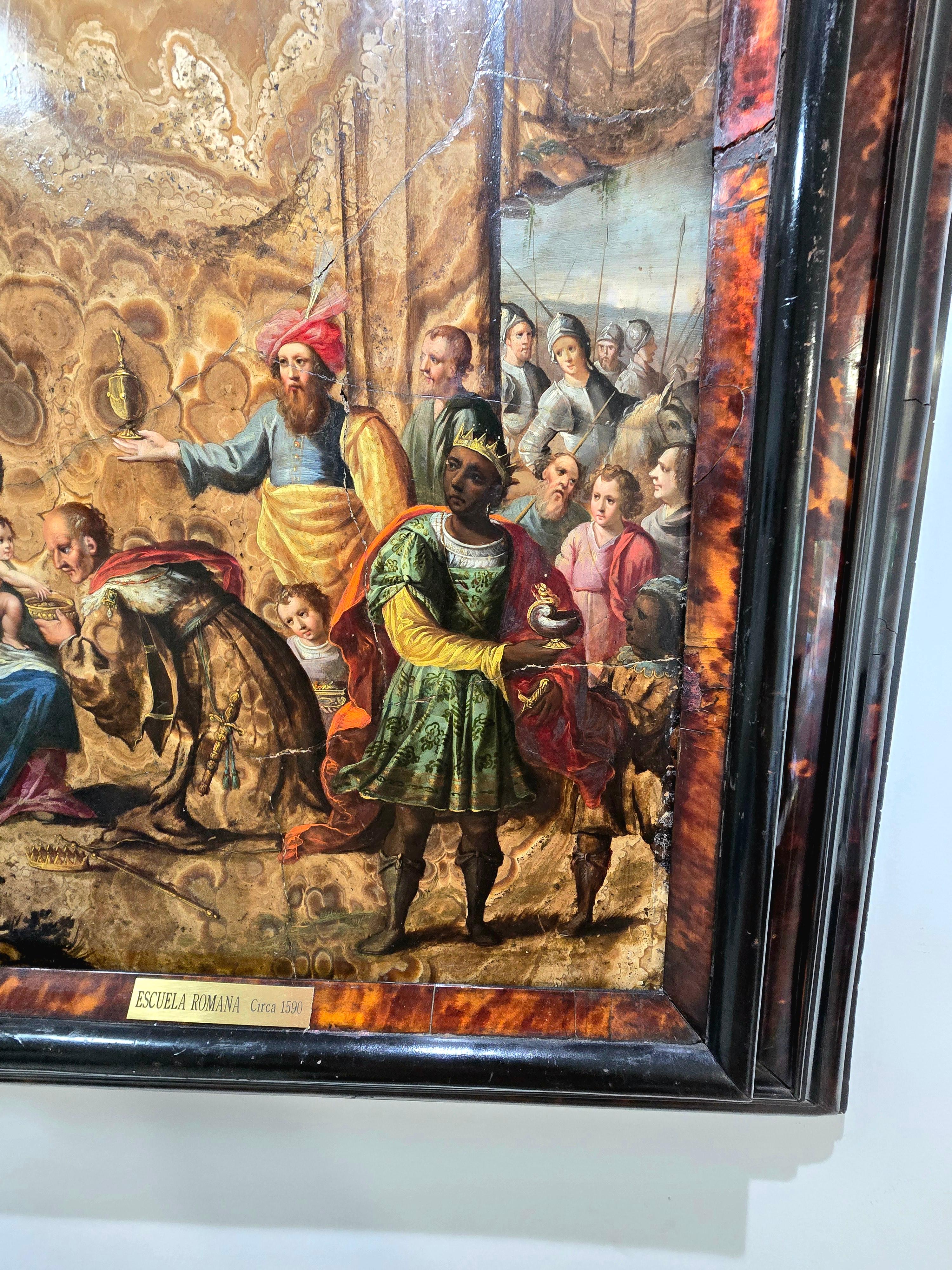 Superbe chef-d'œuvre : « Adoration des mages » - une pierre rare sur l'albâtre de Cotognino en vente 1
