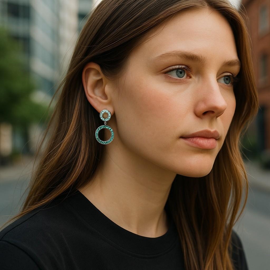 Introducing our exquisite 14 Karat Yellow Gold Double Circles High Jewelry Drop Earrings, a stunning masterpiece that combines luxurious craftsmanship with a timeless design. These earrings are truly one-of-a-kind, showcasing the meticulous artistry
