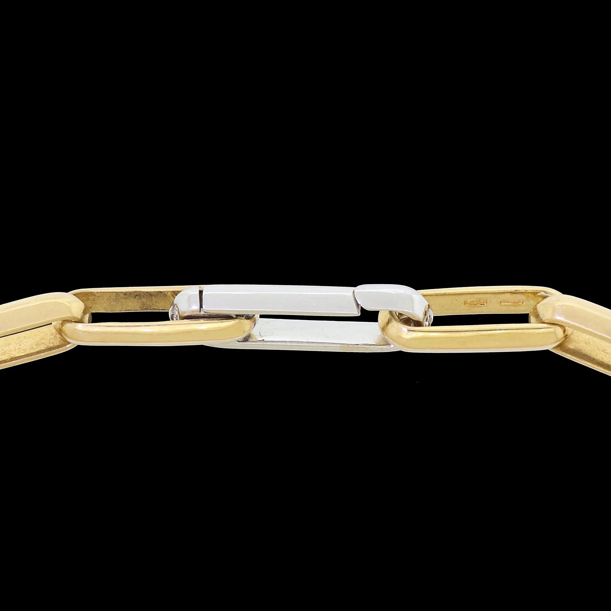 Stunning Mattioli 1TO 18K White and Yellow Gold Diamond Paper Clip Link Bracelet 1