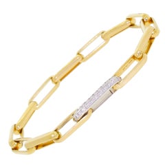 Stunning Mattioli 1TO 18K White and Yellow Gold Diamond Paper Clip Link Bracelet
