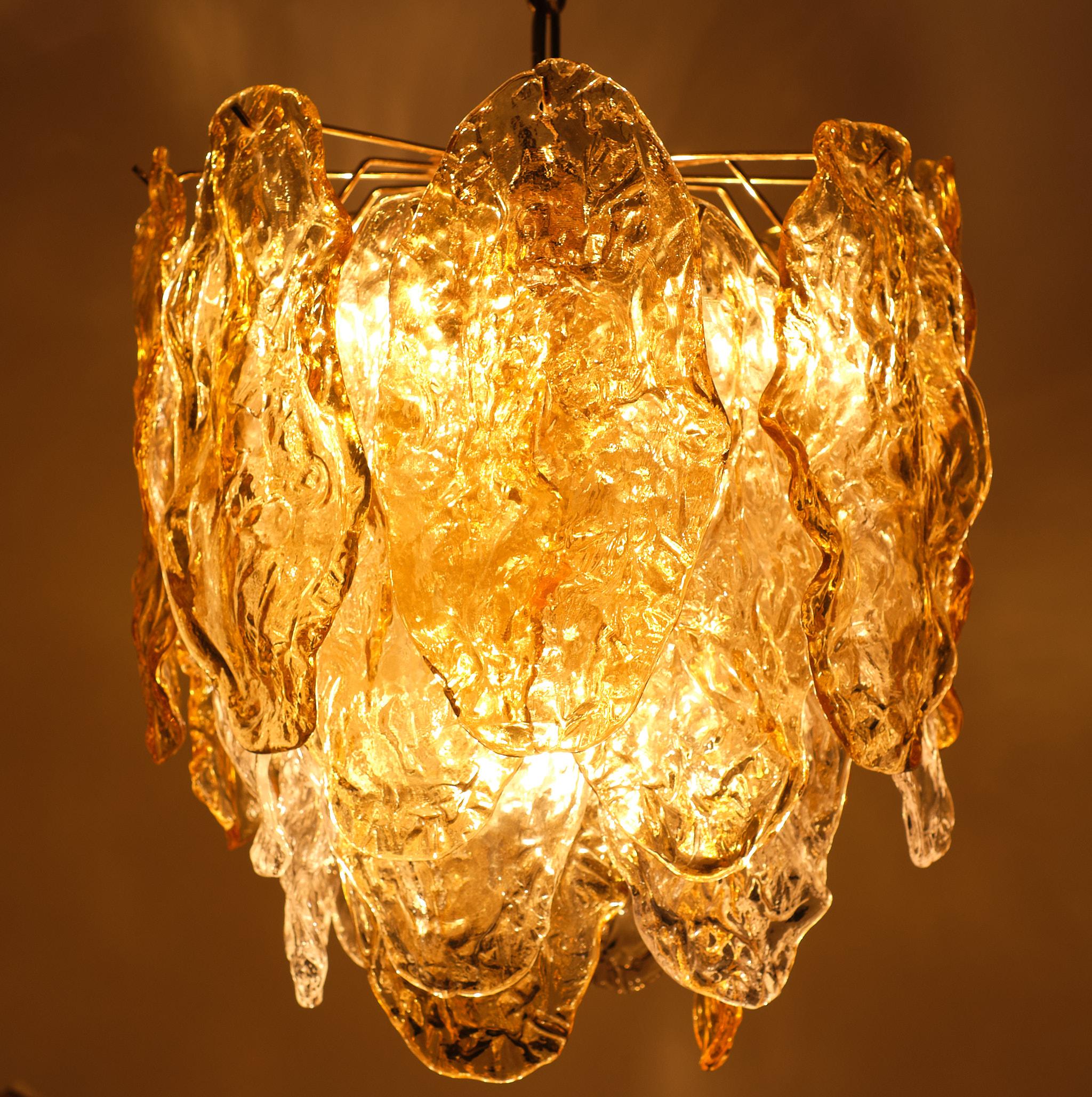 Stunning Mazzega Glass Panel Chandelier, Italy, 1970s  For Sale 3