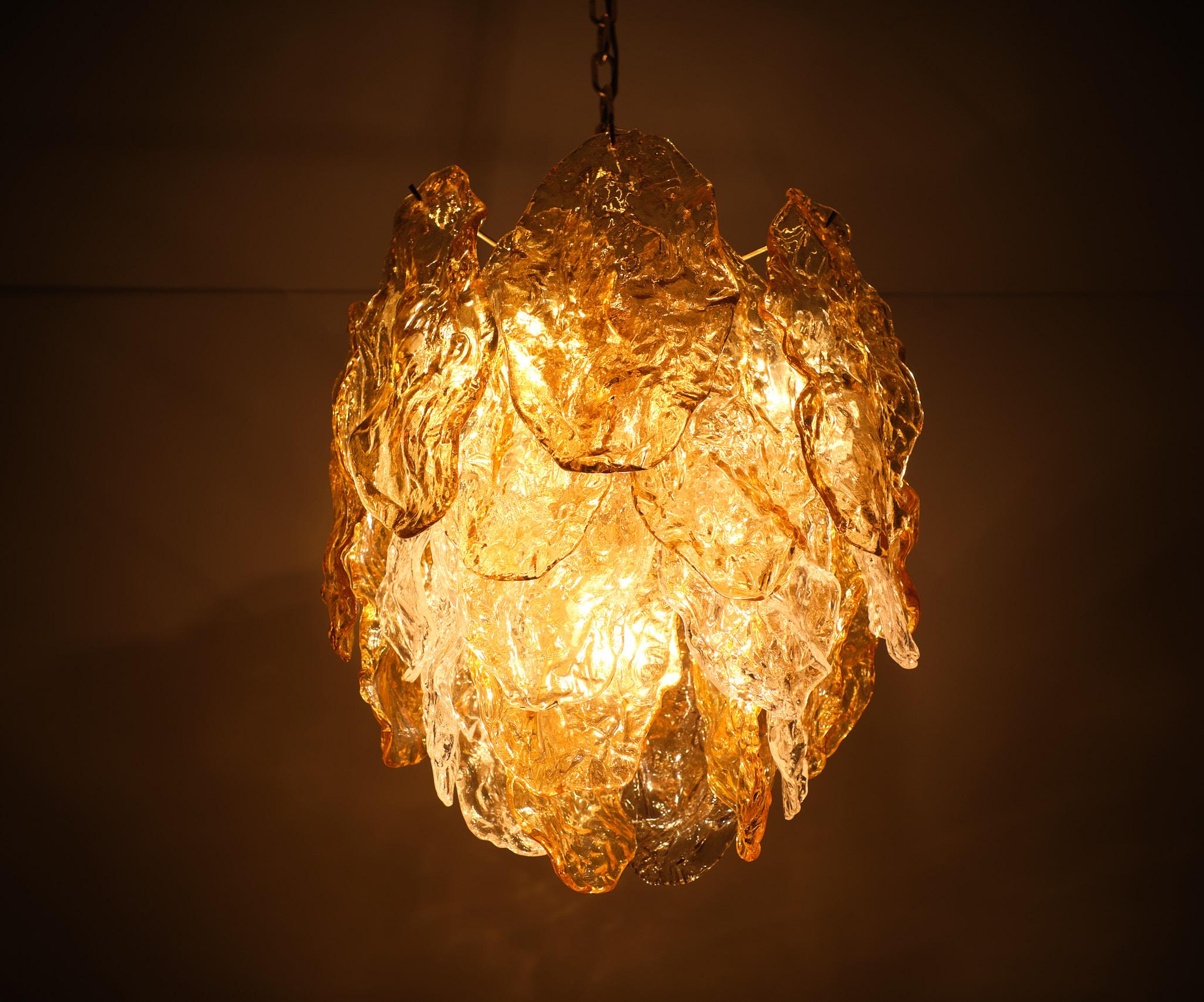 Stunning Mazzega Glass Panel Chandelier, Italy, 1970s  For Sale 4