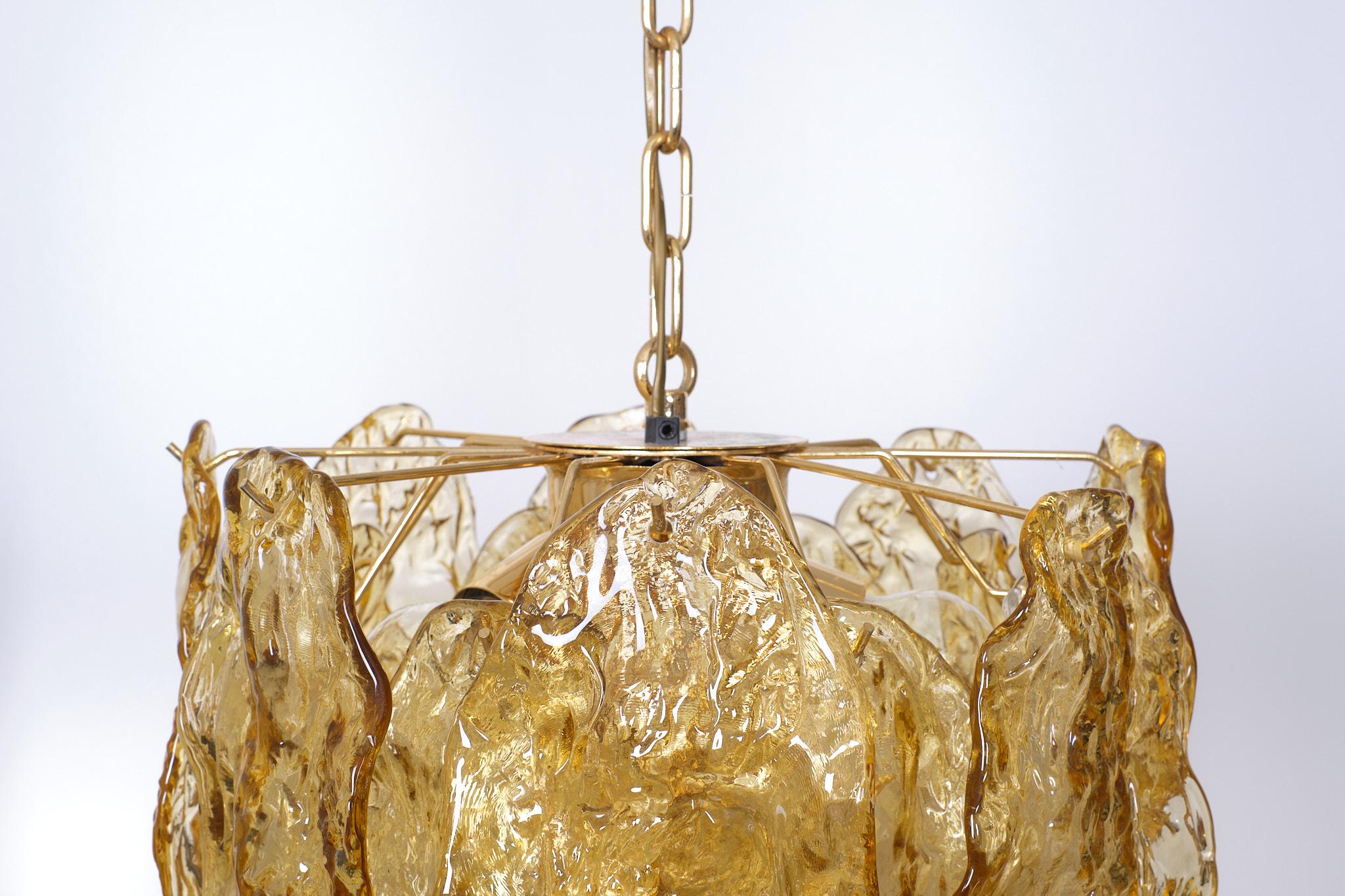 Stunning Mazzega Glass Panel Chandelier, Italy, 1970s  In Good Condition For Sale In Den Haag, NL