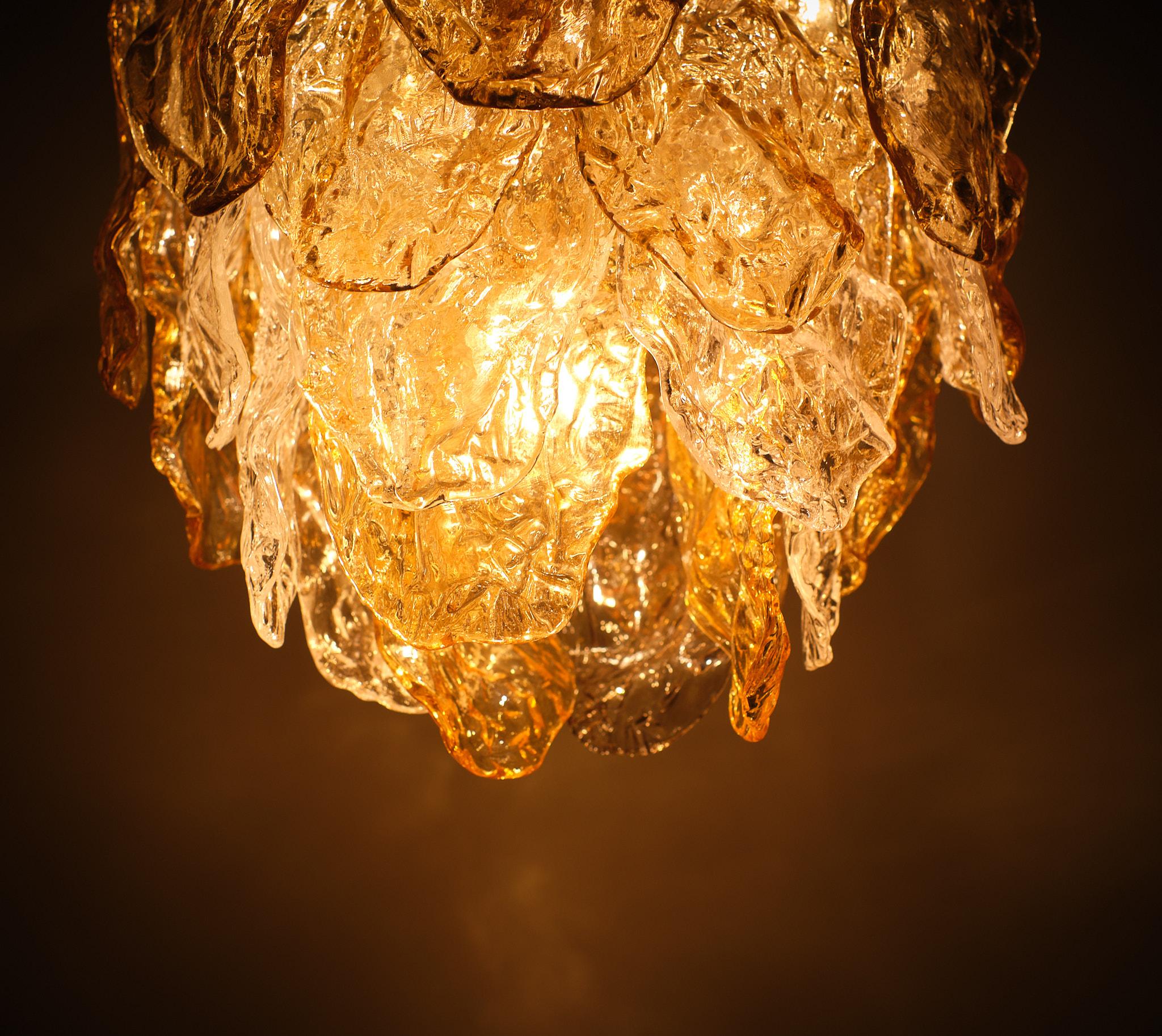 Late 20th Century Stunning Mazzega Glass Panel Chandelier, Italy, 1970s  For Sale